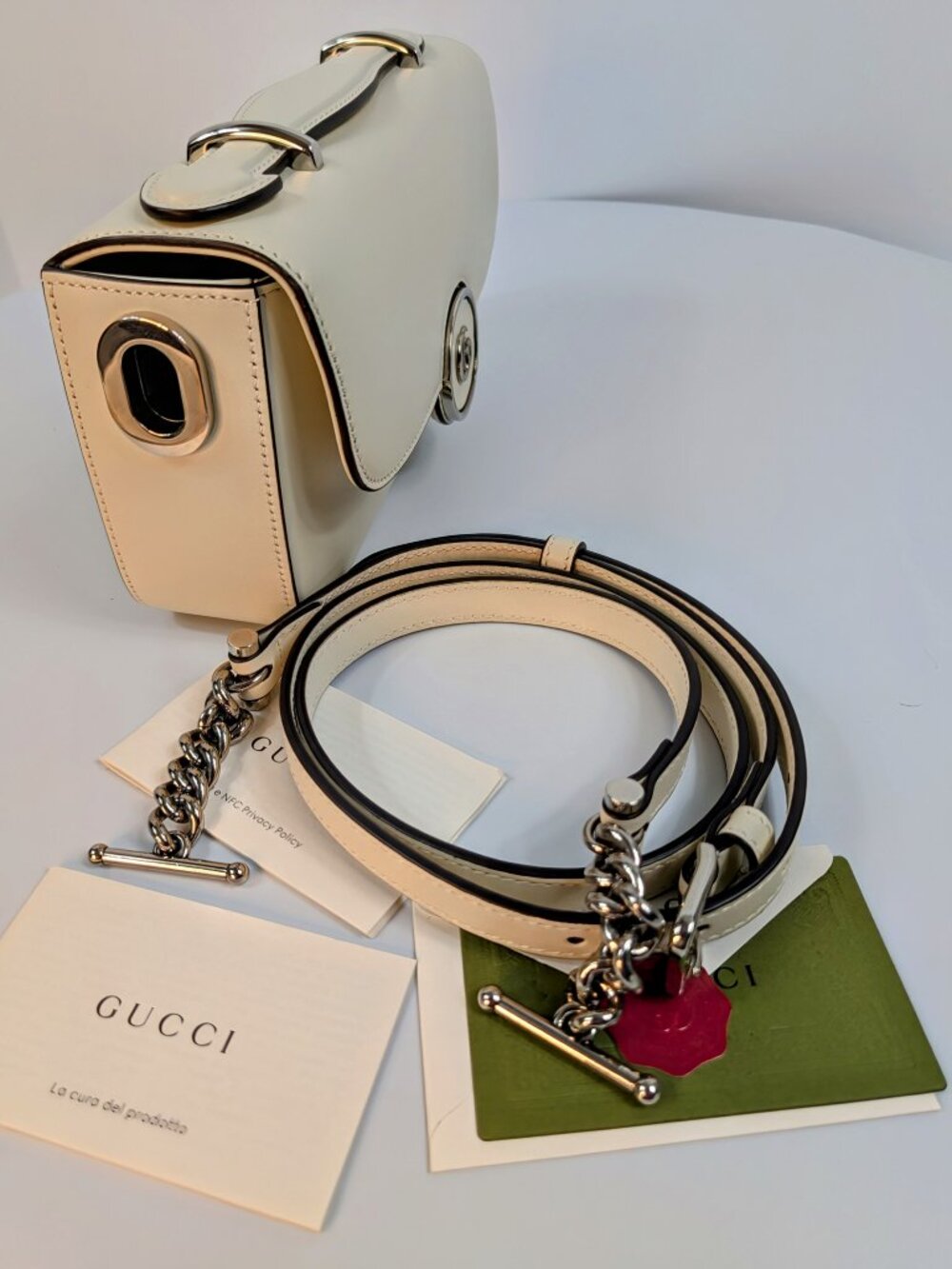 Gucci Ivory Off-White Calfskin Blondie Small Leather Top-Handle Shoulder Bag - Picture 2 of 11